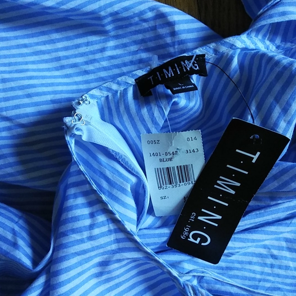 Timing Off the Shoulder Striped Blouse Sz L - Picture 4 of 8